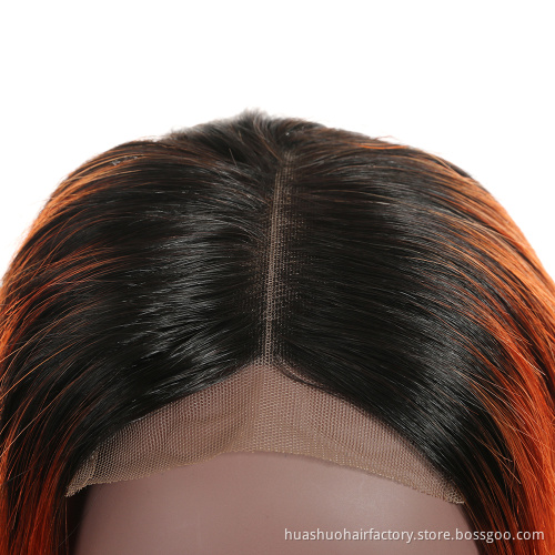 Wholesale Top Quality Middle Part Orange Human Hair Lace Front Wig With Baby Hair